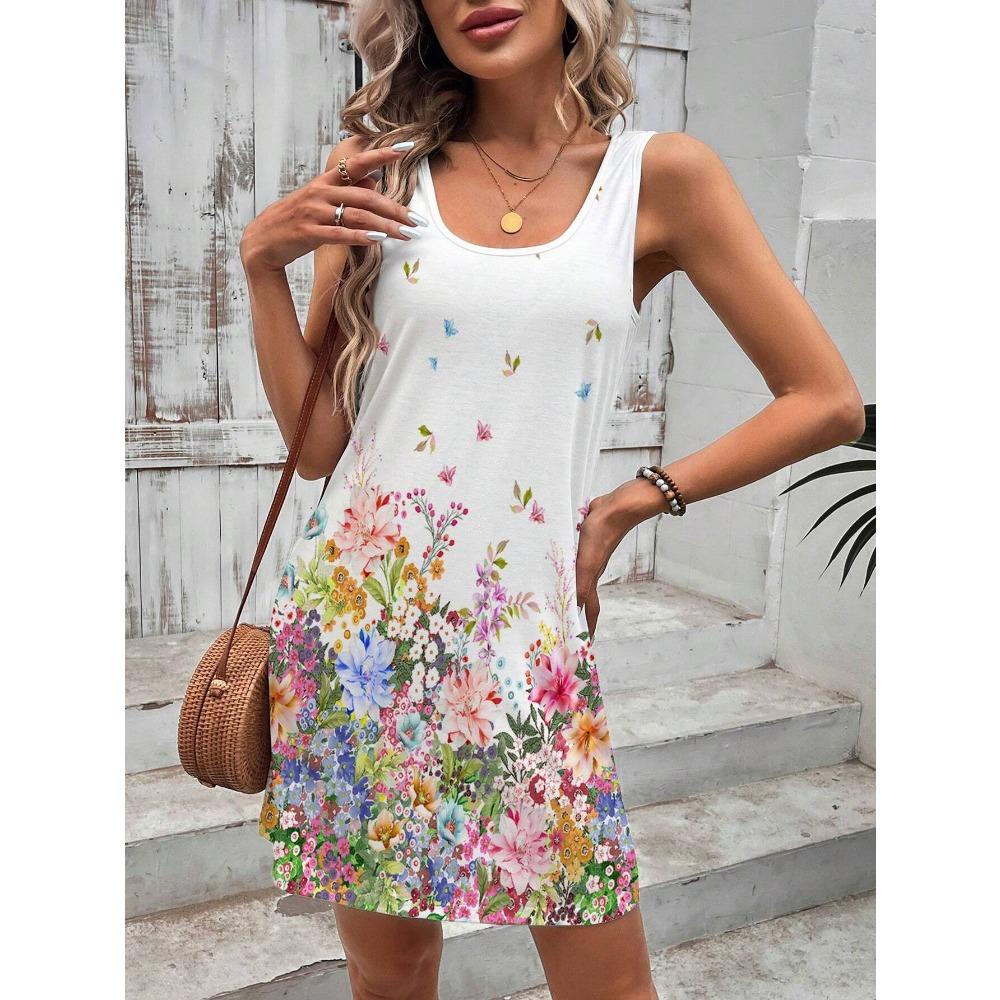 

2026 Floral Printed Sleeveless Bodycon Dress For Women Perfect For Vacation And Leisure Dress Y2k Ladies Clothes Female Clothing XL