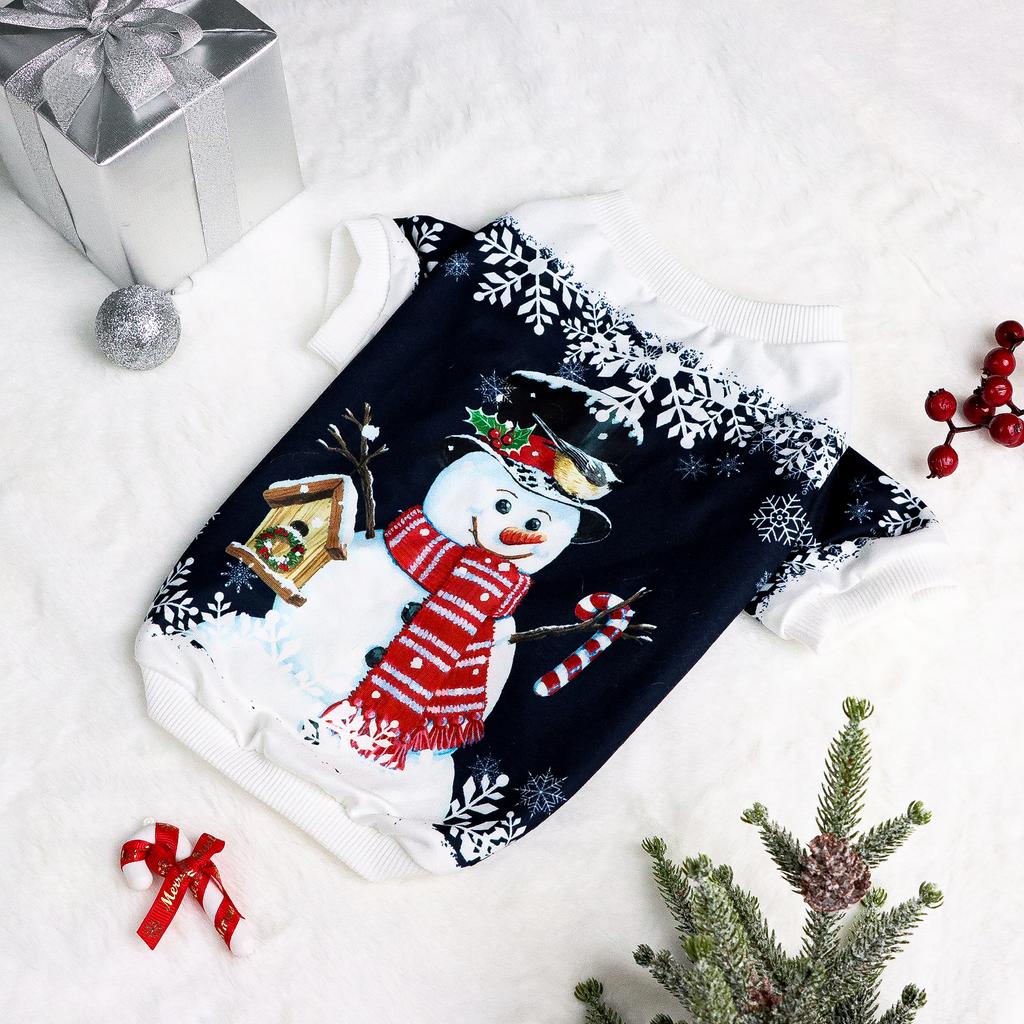 Dog Hoodies for Winter Puppy Clothes with Cute Snowman Printed Sweatshirts for Small Medium Dog Cat Warm and Comfort Shirts with