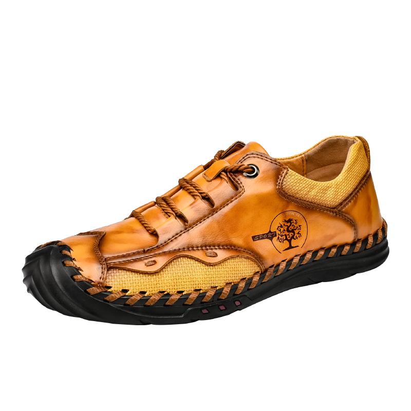 Fashion High quality men's spring and autumn casual leather shoes work handmade leather new flat comfortable men's shoes size 48