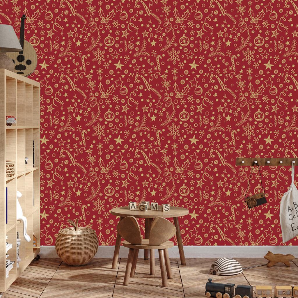 Christmas Red and Orange Wallpaper for Living Room and Bedroom 50x1000