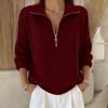 Autumn/Winter Women's Zipper Lapel Slimming Knit Sweater: Comfortable, Casual, Versatile Fashion.