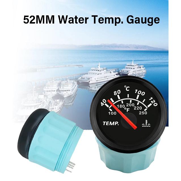 ELING New Universal 52mm Waterproof Marine Auto Water Temp Gauge Temperature Meter 40-120℃ With Red Backlight for Car Boat Truck