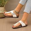 Fashion Women's Fashion Flat Sandals Summer New Round Head Clip Toe Metal Buckle Anti-slip Wear-resistant Slippers