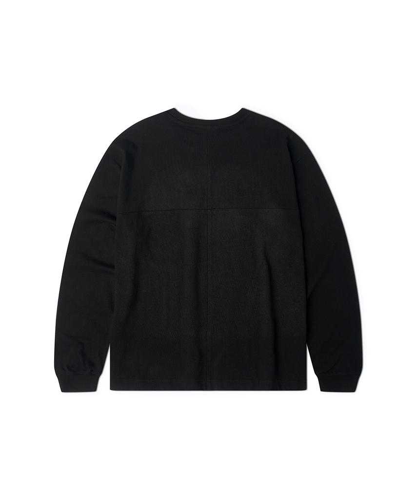 GAINSBORO Serif Baseball Logo Cutout Long Sleeve_Black