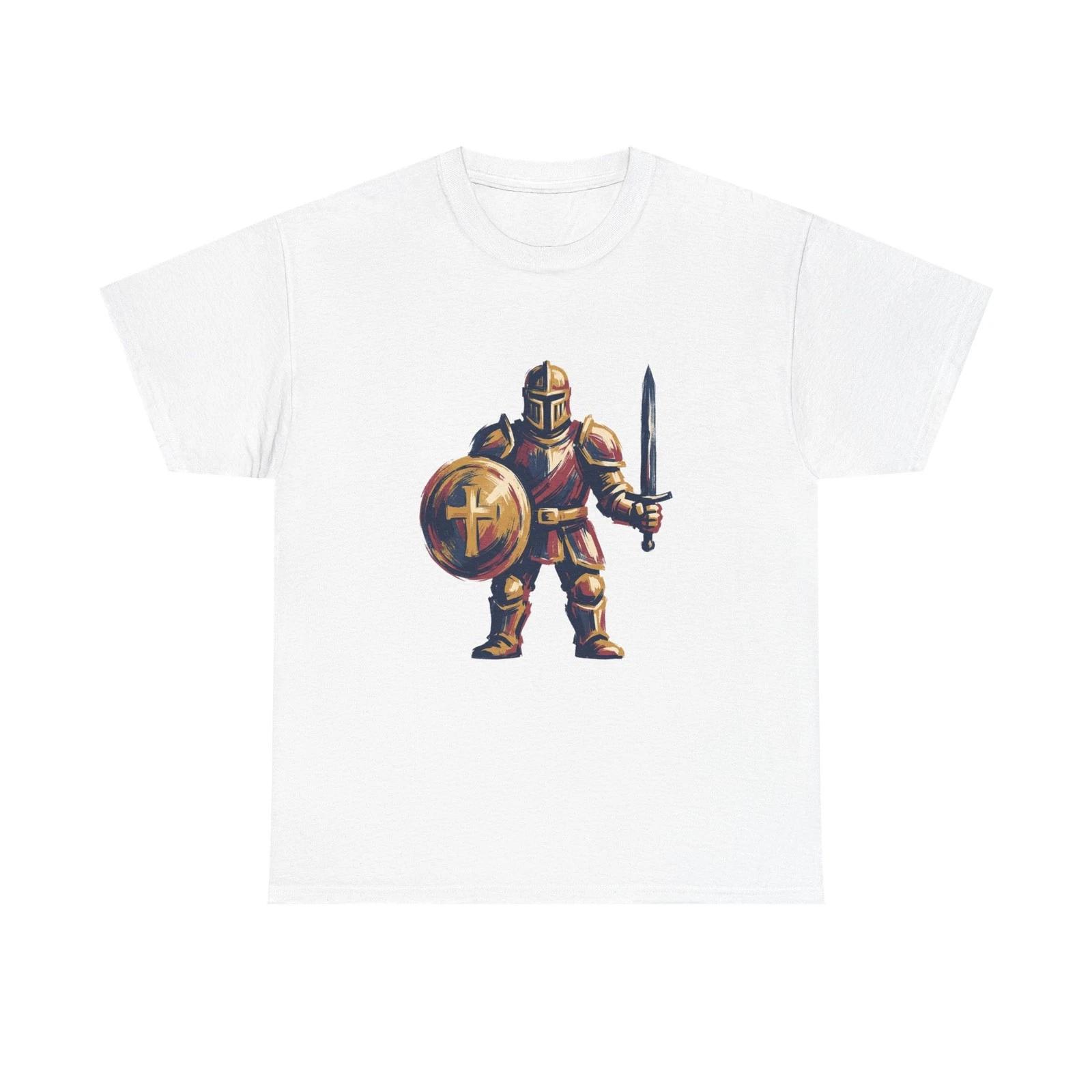 Medieval Knight shield and sword T-Shirt | armored warrior tee S