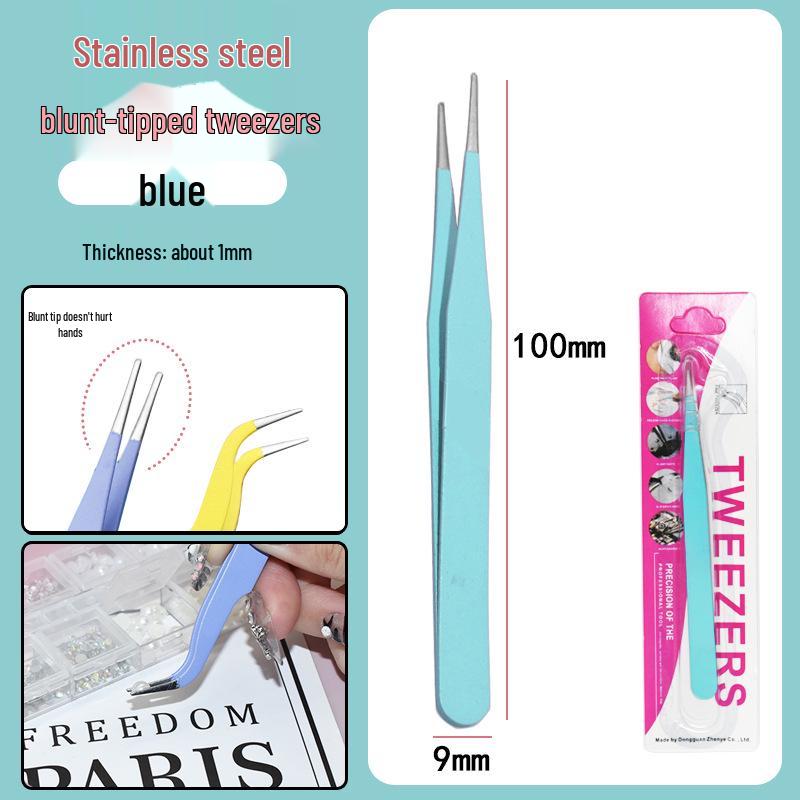 Colorful Stainless Steel Curved Tweezers for False Eyelashes and Planner Clips