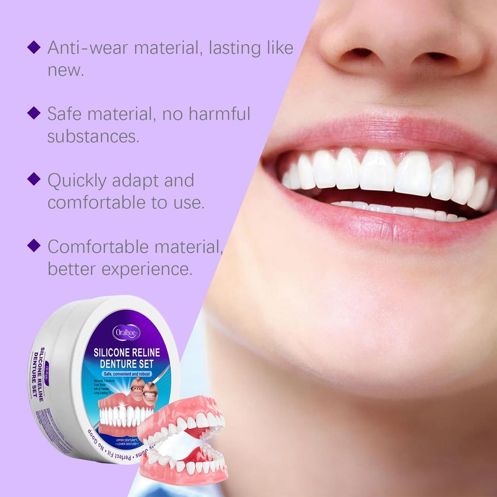 Hot Sale Oralhoe Silicone Dentures Braces Retouching Adjustable False Teeth Filling Cosmetic Temporary Perfect Smile Dental Kit