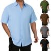 Pánská letní jednobarevná košile s klopou a krátkým rukávem Pánská ležérní módní košile s krátkým rukávem