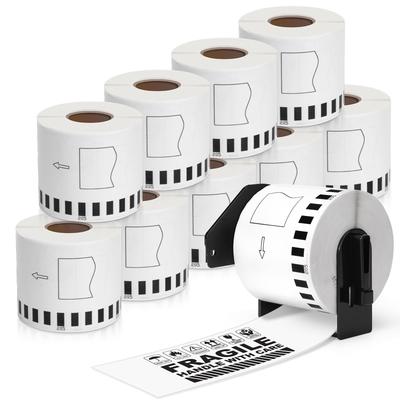 Long Paper Tape for DK2205 Brother Compatible Thermal Sticker Paper Label 10 Labels Holder Set No Optical Brightener Width 62mm X Length White Tape