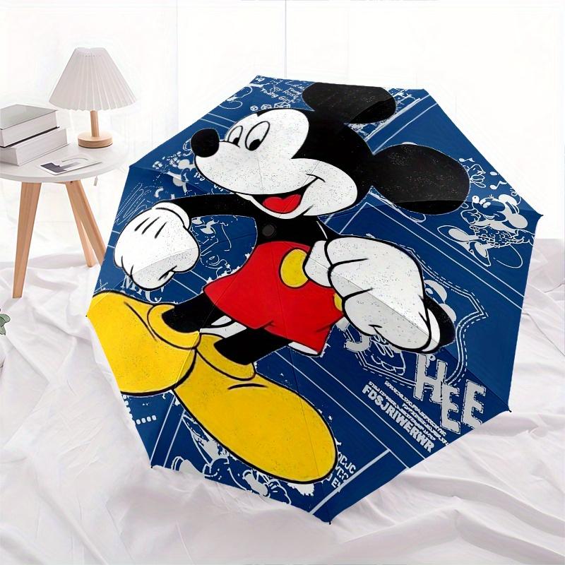 Mickey Mouse,Cartoon Automatic Folding Umbrella   Simple 8 Rib Design, Bright Cartoon Pattern, Durable Iron Frame, Suitable For Travel, Outd