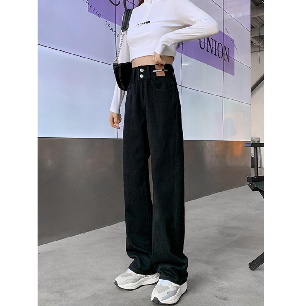 Temperament High Waist Straight Jeans Women's Summer Loose 2025 New Skinny Floor Drape Wide Leg Pants