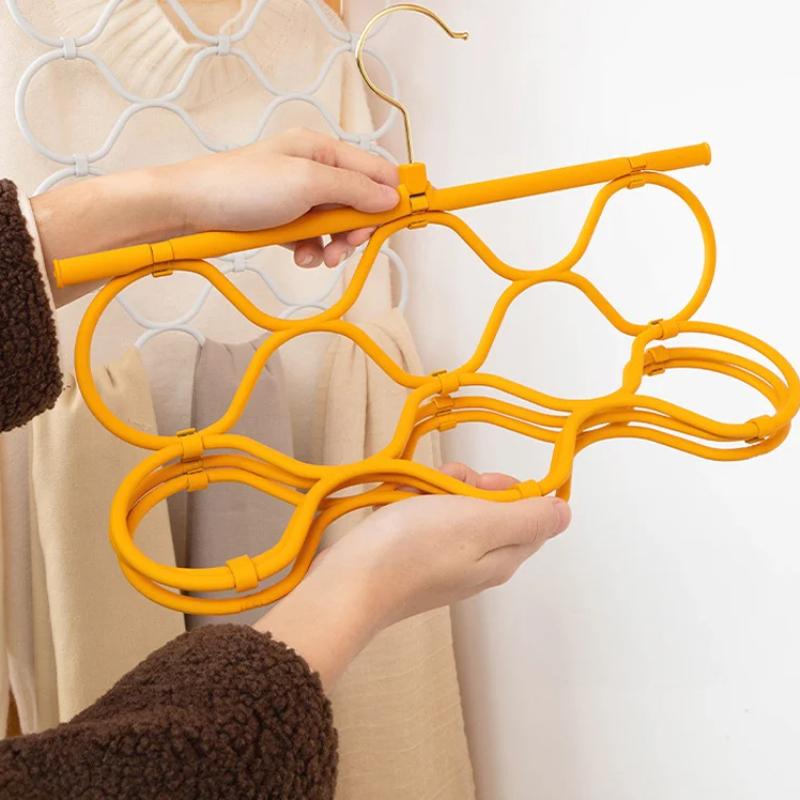 1 Stück Langlebiger Rattan-Geflecht Schalaufhänger Faltbarer Ring Schalhalter Eisen Ausstellungsständer Kleiderschrank Aufbewahrungshalter