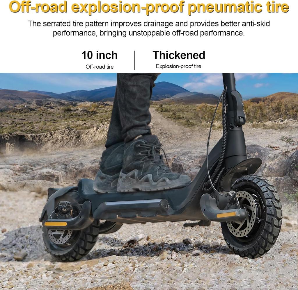 Elektrikli Scooter, 70-80 km Menzil/2000W Çift Motor, 10 İnç Arazi Lastikleri, Elektrikli Scooter Yetişkin 150 kg Taşıma Kapasitesi, TODIMART X5S