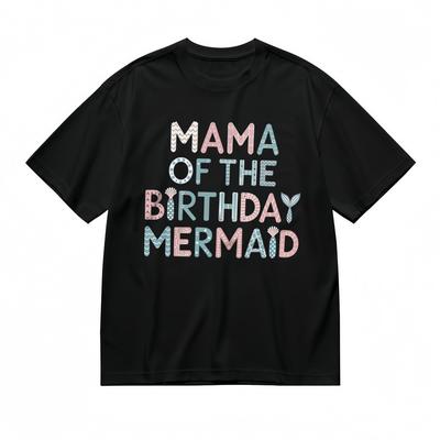 T-shirt Classique Confortable Mode Femme Imprimé Sirène Maman de l'Anniversaire