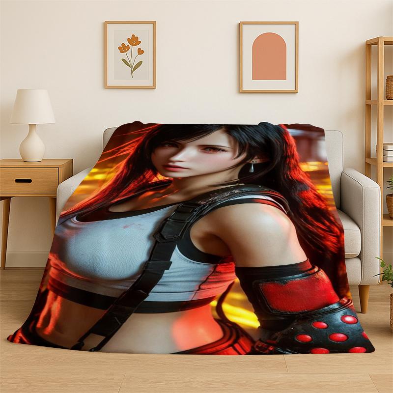 Cloud Tifa Final Fantasy Games Sephiroth Flannel Blanket Soft Warm Throw Blanket for Bedroom Living Room Bed Travel Picnic Gift