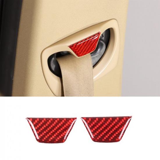 Red Carbon Seat Belt Base Upper trim Sticker Cover For BMW 3 Series E90 05-12