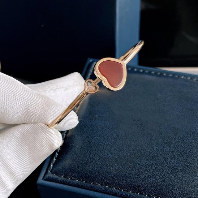 

Новые чистые 925 серебряные браслеты высшего качества европейского бренда класса люкс для женщин из розового золота с цирконием и счастливыми сердцами