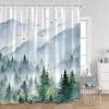 Misty Forest Shower Curtain For Bathroom Nature Mountain Trees Fog Woodland Polyester Fabric Bathtub Shower Curtain Home Decor