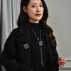 Flower Pendant Long Necklace With Silver Alloy Chain For Winter Fashion Women