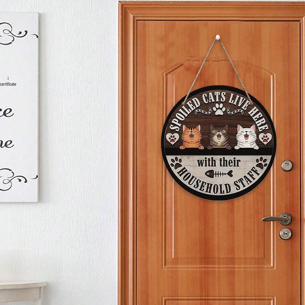 Creative Wooden Cat Welcome Sign - Fun Pet Lover Wall Decoration
