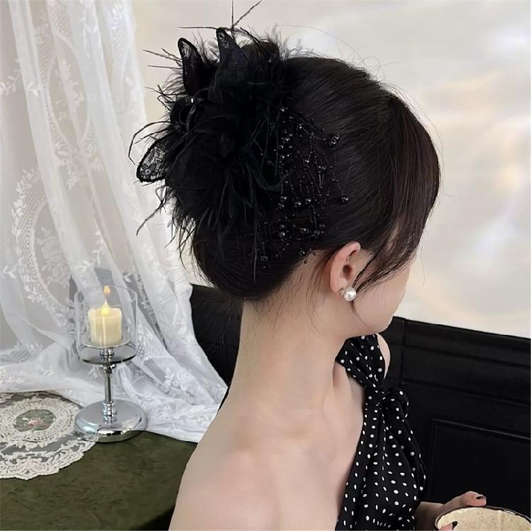 Beach Feather Hair Claw Clip Ponytail Claw Princess Barrettes Hair Adornment