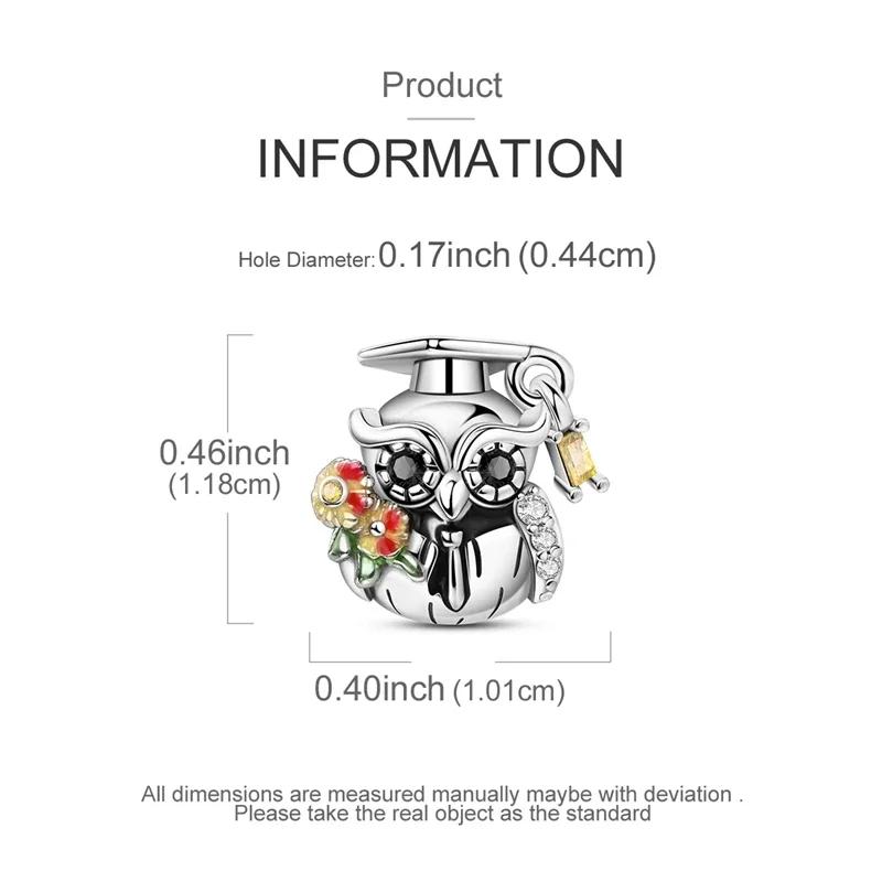Copper Charms Bachelor'S Cap Graduate Beads Pendant Fit Authentic Bracelet Handmade Bead Gift Ideal For Graduation Ceremony