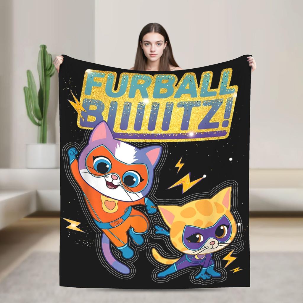 Super Kitties Anime Cat Blankets Flannel Throw Blankets Bedroom Sofa Portable Soft Warm Bedsprea