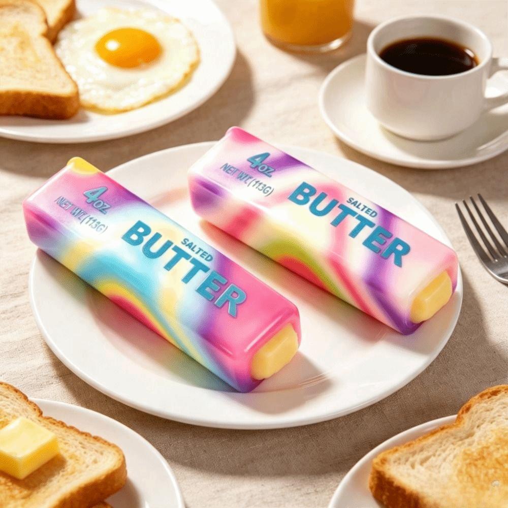 Slow Rising Butter Stick Squishy Toy Ranbow Color Butter Stick Fidget Toy Pressure Reduce