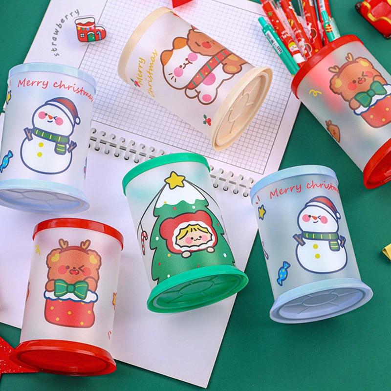Christmas Pen Cup Paint Brush Holder Makeup Brush Organizer Holder Christmas Party Favors for Kids Boys Girls Students