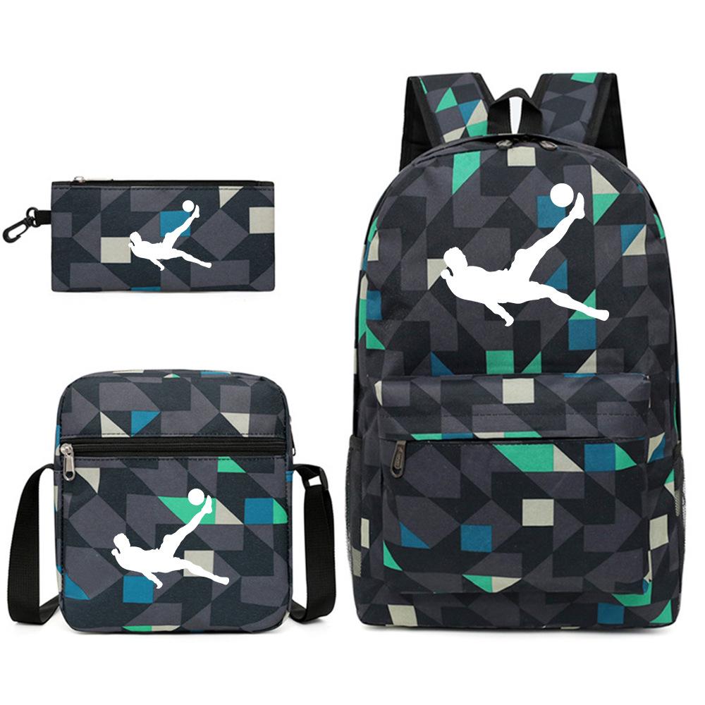 Large capacity schoolbag with shoulder strap; student three-piece pencil case set
