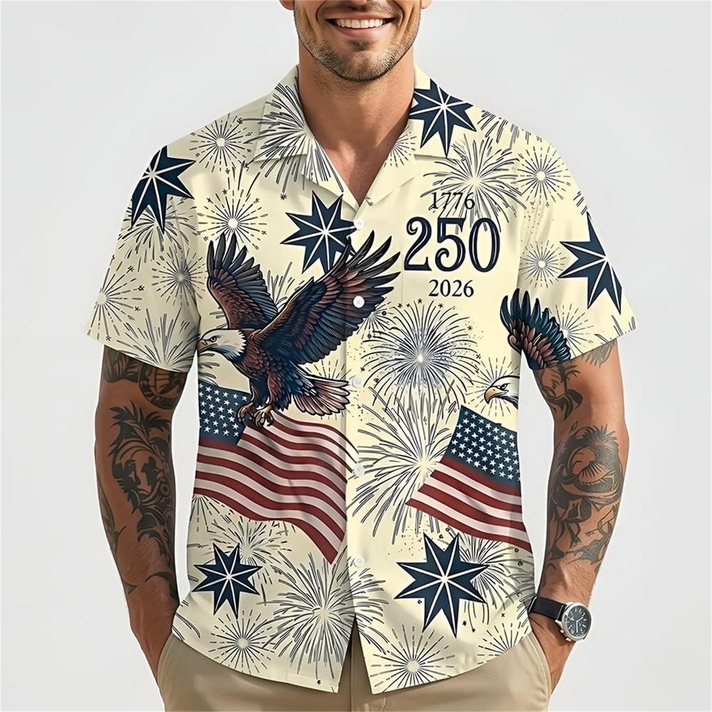 Men's Casual Short-Sleeve Collared Shirt For Spring/Summer