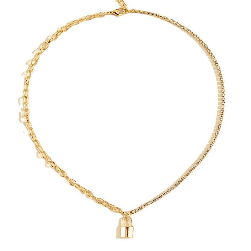 Europe, America, Fashion Trend Irregular Chain Diamond Accessories Women, Simple Claw Chain Lock Pendant Necklace