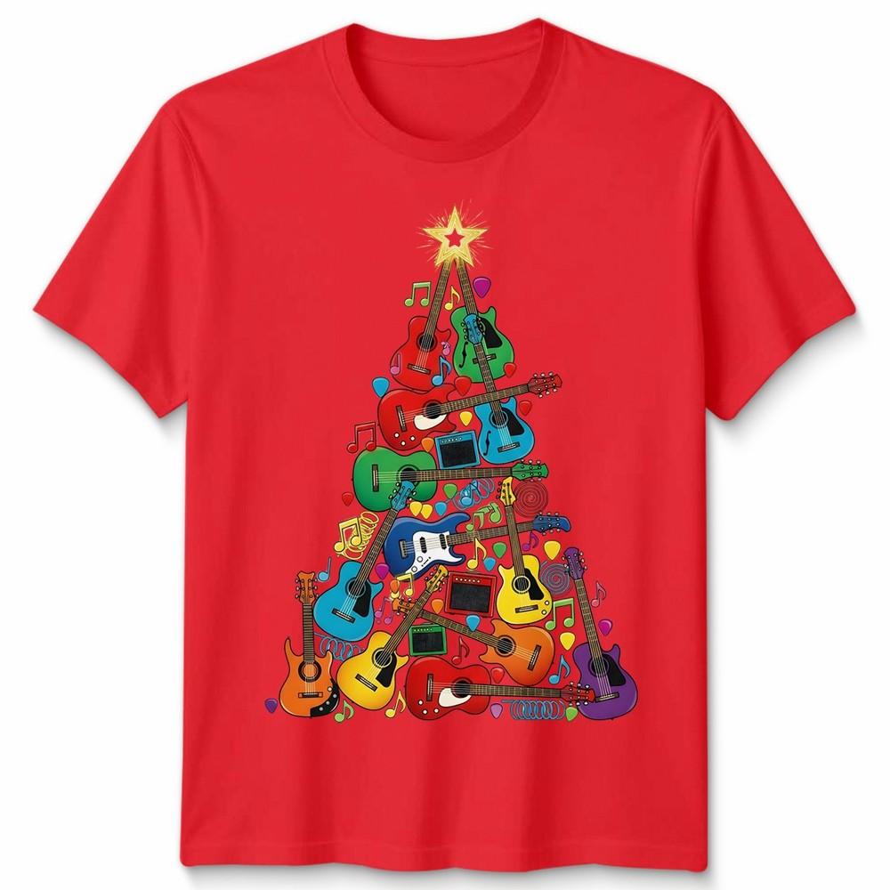 Guitar Christmas Tree Holidays Unisexs TShirt Unisexs Tee Graphic Unisex Music