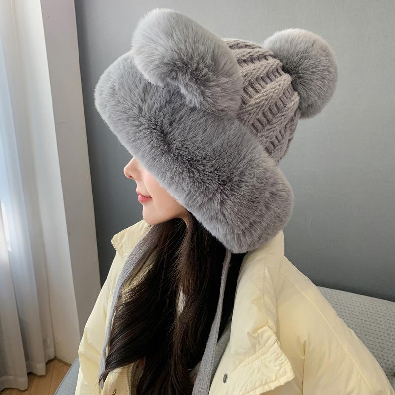 Hat for Women In Winter Cute Plush Teddy Bear Thick Knitted Hat for Warmth