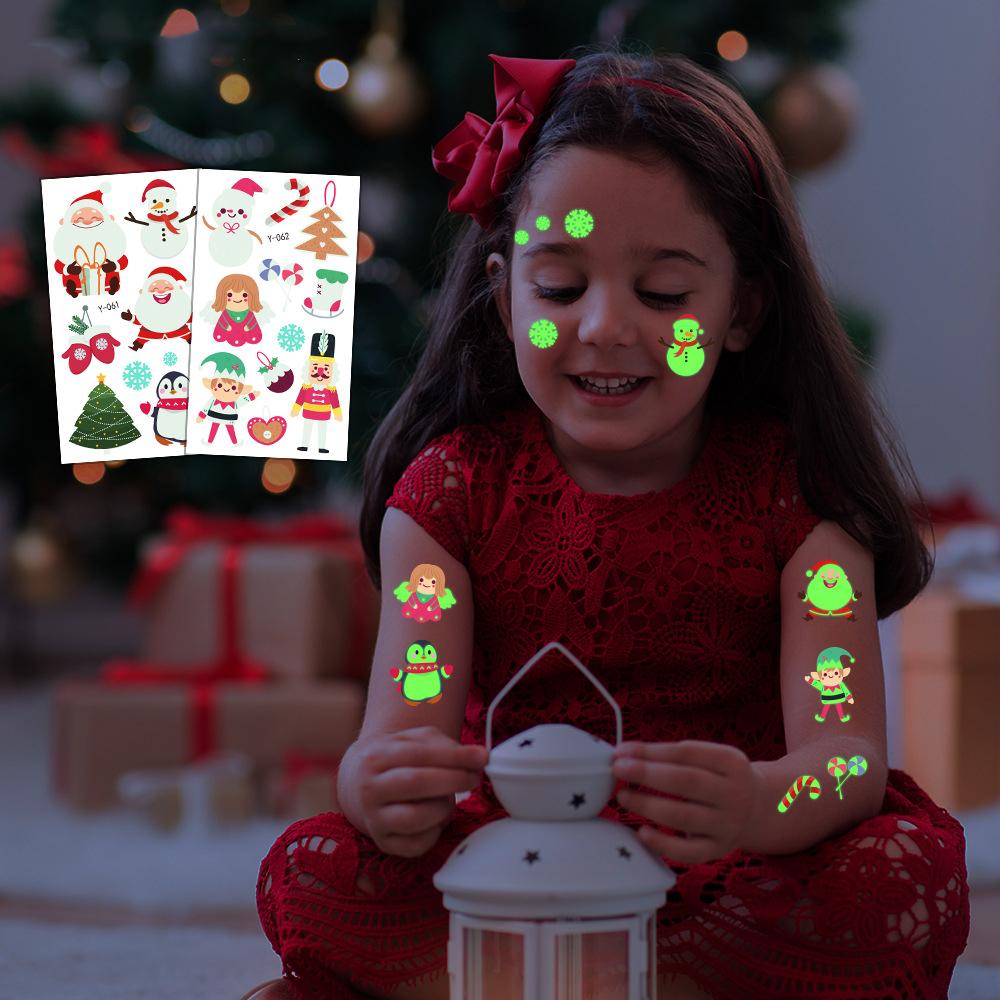 Christmas Luminous Tattoo Sticker 10 sheets,  Each sheet is about 10.5x6 cm. Var