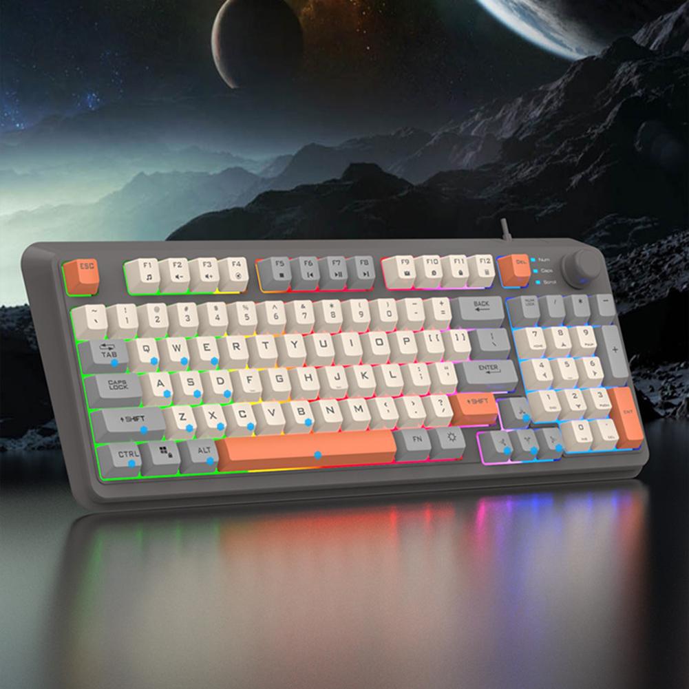 K82 Gaming Keyboard RGB Light Mechanical Keyboard USB Port Gamer Keypad 94 Keys Hot-Swap Keyboard for Notebook Laptop Desktop
