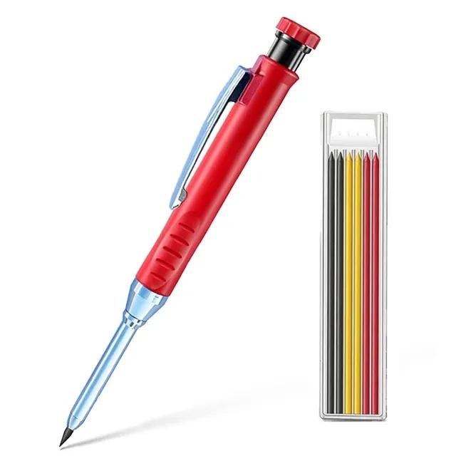 2pcs/Set 2.8mm Carpenter Mechanical Pencil Set with Built-In Sharpener for Woodworking Construction Long-Head Stationery Pencil