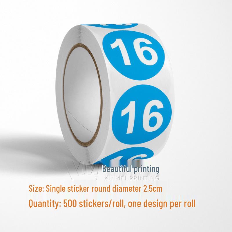 Adesivos Redondos Autoadesivos com Números 1-33 – Rolo de Etiquetas de Identificação Seriada Coloridas