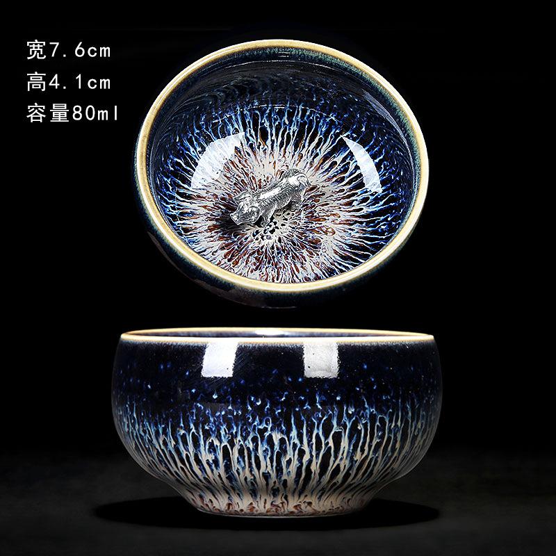 Colorful Tenmokus Tea Cup Fancy Jianzhan Ceramic Teacup Petal Shaped Chinese Style Small Tea Bowl teaware cup