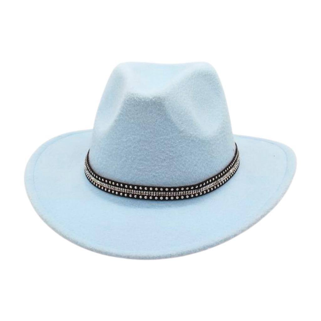 Retro British Style Cowboy Hat Men'S And Women'S Top Hat Versatile Rhinestone Premium Woolen Felt Hat