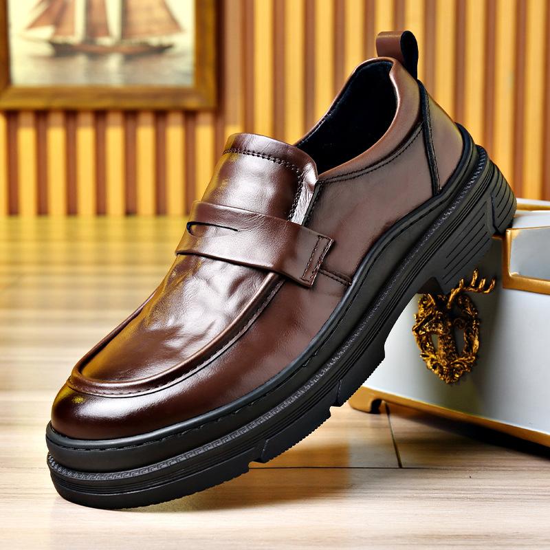 

Новые свадебные мужские кожаные туфли из первого слоя коровьей кожи, британские деловые, повседневные 44 коричневый