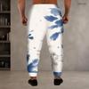 Men S Plus Size Abstract Leaf Geometric Printed Drawstring Waist Jogger Pants Side Pockets Cuffed Ankle