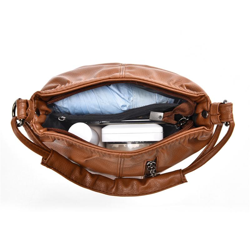 Borsa a Spalla Morbida in PU con Chiusura a Zip Frontale e Tracolla Regolabile Elegante Borsa Tote Quotidiana da Donna