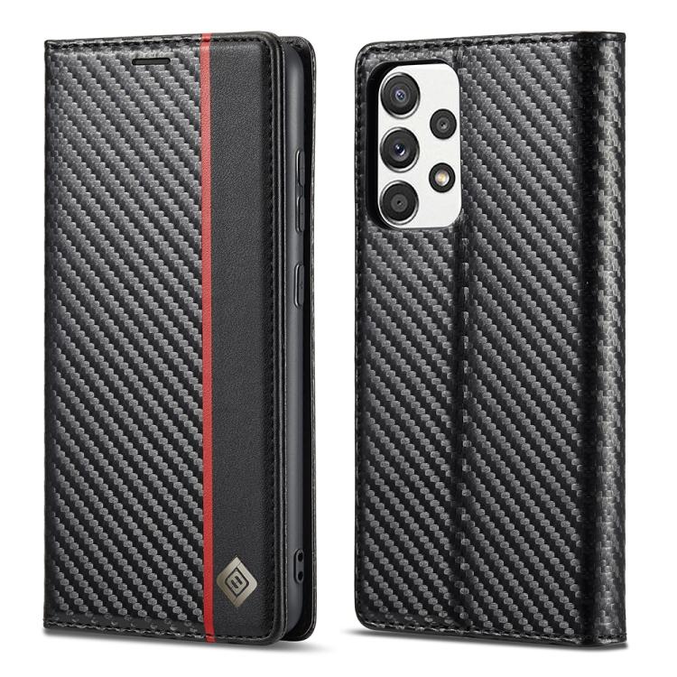 

LC.IMEEKE Carbon Fiber PU + TPU Horizontal Flip Leather Case with Holder & Card Slot & Wallet For Samsung Galaxy A52 5G / 4G For Samsung Galaxy A52 5G / 4G чёрный