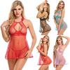 Women Sexy Lingerie Dress Babydoll Halter Underwired Open Back Sleepwear Nightwear with G-string