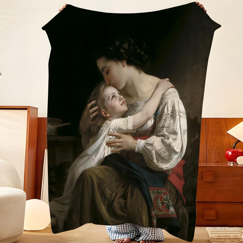 Artist W-William A-Adolphe B-Bouguereau Throw Flannel Throw Blanket, Lightweight Cozy, Durable Washable cute Cool