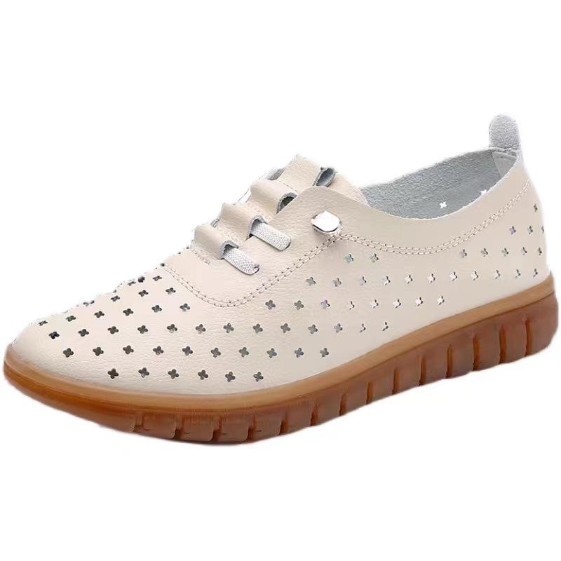 

Новая весенне-летняя повседневная обувь на плоской подошве для женщин, большого размера, с перфорацией, женская обувь из натуральной кожи, белая обувь для женщин 41