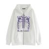 Y2K Skeleton Print Zip-Up Hoodie Womens Oversized Streetwear Sweatshirt 90s Retro Graphic Pullover