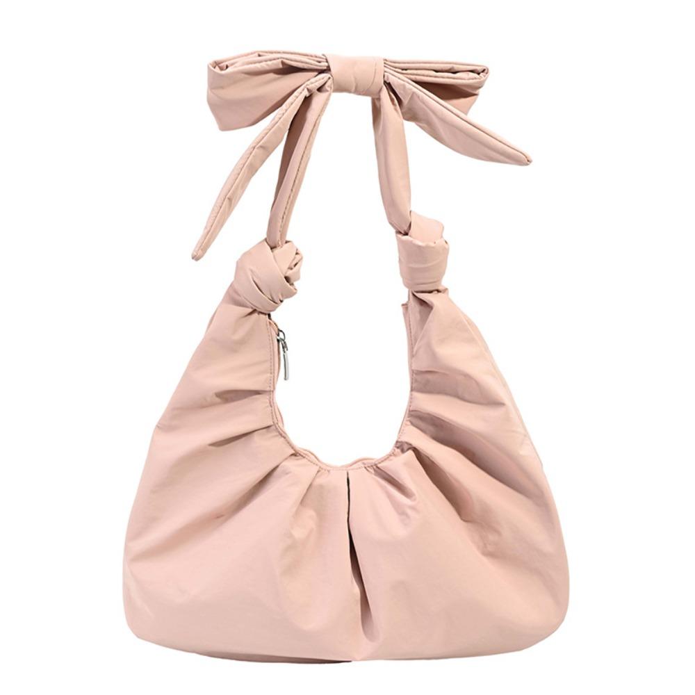 

Bowknot Pleated Bow Tote Bag Korean Style Cloud Bag Temperament Handbag Women рожевий