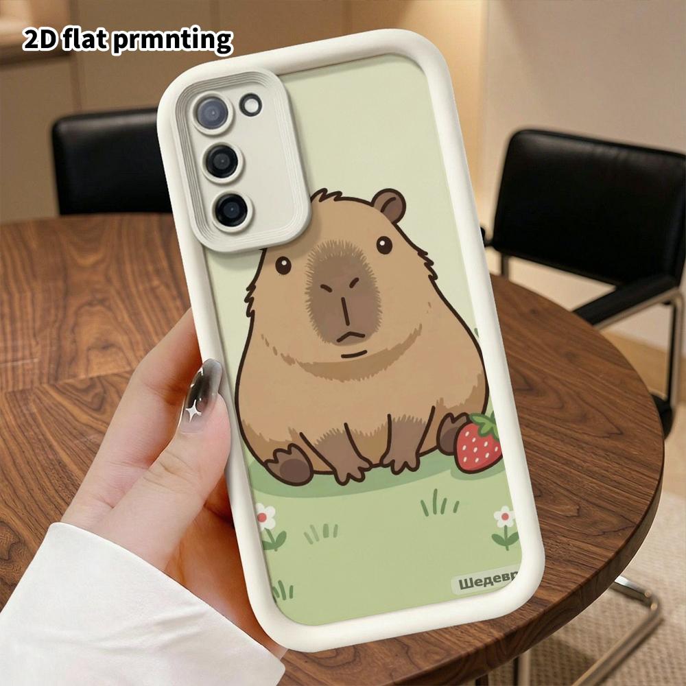 Phone Case: 2D Flat Samsung Galaxy A34 A35 M05 M06 S20 S22 S21 FE Plus 5G Layered Protective Case, Strawberry Capybara, Christmas and Halloween Gifts